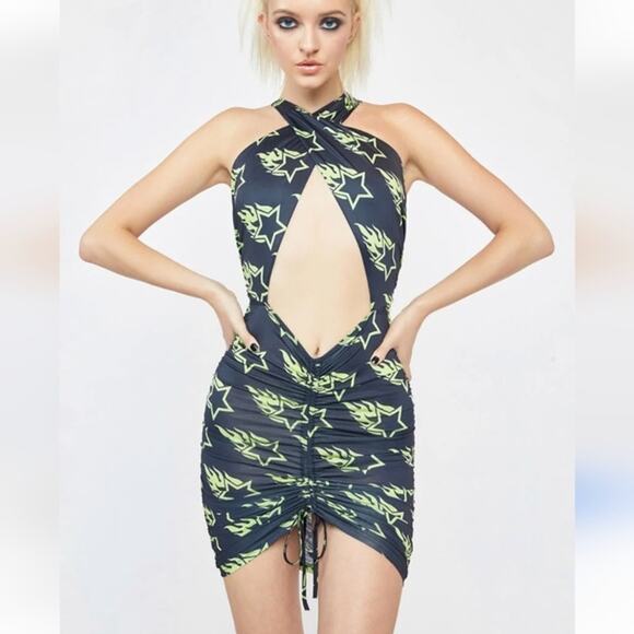 clubexx | nwt ruched cut out women's festival rave mini dress sz XXL - Picture 1 of 5